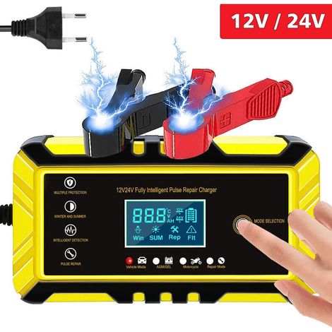 Chargeur de batterie de voiture 12V/6A Chargeur de batterie intelligent, Écran LCD, Mainteneur de chargeur de batterie avec Protections Multiples Type (1/5)