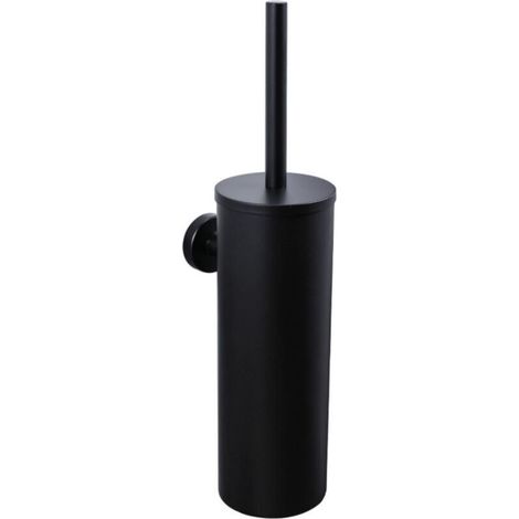 Stainless Steel Toilet Brush, Wall-Mounted Toilet Brush with Antibacterial Brush Holder, Toilet Brush for Toilets (Black) (1/5)