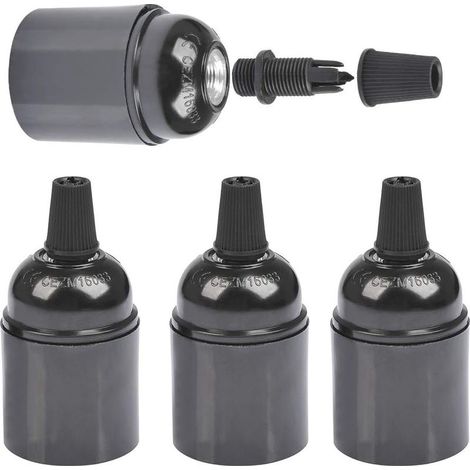 Douille E27 rétro noire, suspension Edison rétro, adaptateur de douille en bakélite massive, convient pour la décoration, l'industrie et le bricolage, lot de 6 (1/5)
