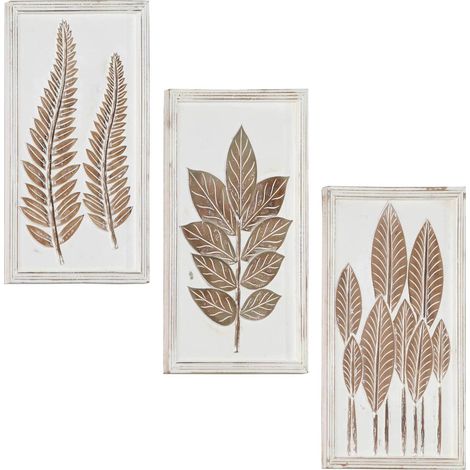 vidaXL  Art Decor  3 pcs Brown and White 40 x 40 x 1.5 cm
