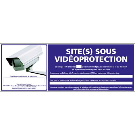 Panneau SITE(S) SOUS VIDEOPROTECTION (G0820-LOI-B-NEW) - Adhésif - 210 x 75 mm