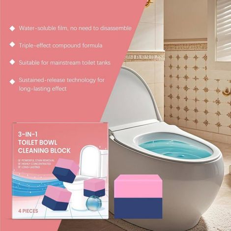 4PCS Blocs WC Eau Bleue,Blocs Nettoyants pour Cuvette de Toilette,Bloc de Nettoyage de Toilette,les gardant hygiéniques et fraîches (1/5)