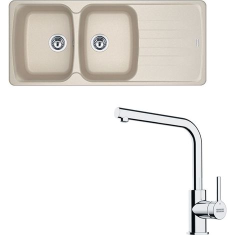 Pack évier Antea Fragranit café crème 1160 x 500 x 210 mm + mitigeur Lina L - Franke (1/5)
