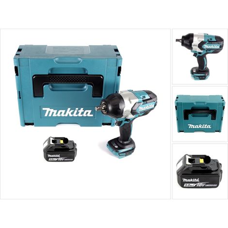 Llave de impacto sin cable Makita DTW 1002 T1J 1/2" 18V 1000Nm sin escobillas + 1x batería recargable 5.0Ah + Makpac - sin cargador