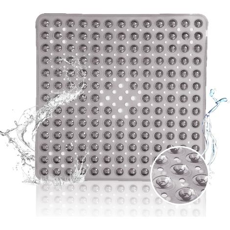 Lntyq Rutschfeste Duschmatte, 53 x 53 cm, BPA-frei – rutschfeste Duschmatte mit Ablauflöchern zur Vermeidung von Schimmel, maschinenwaschbare Duschmatte (grau) (1/5)