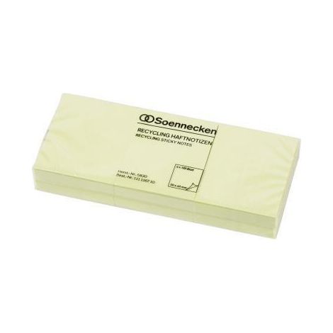 SOENNECKEN Haftnotiz Soennecken oeco Recycling 40 x 50 mm (B x H) gelb 100 Bl./Block 6 Block/Pack. (1/4)