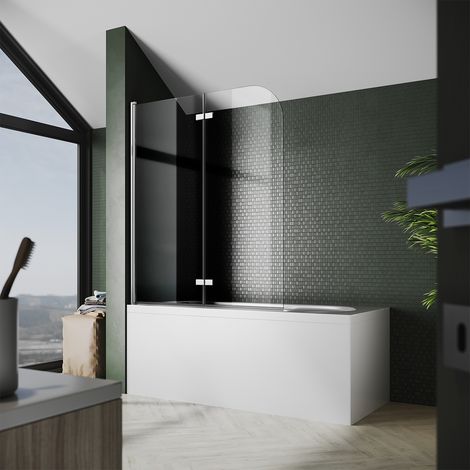 SONNI Badewannenaufsatz faltbar Badewannenfaltwand Duschwand Glas Duschabtrennung 2-teilig mit  6mm nano glas 140x120(HxB) Tür 180°schwenkbar ESG Sicherheitsglas