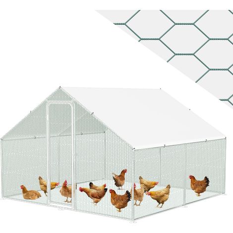 Randaco Hühnerstall mit Dach 3x3x2 m Verzinkt aus Stahl Freilaufgehege für Hühner