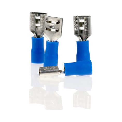 alca® Flachsteckhülsen blau 6,35mm 10St. 1,5-2,5mm² AWG 16-14 teilisoliert männlich Flachstecker Quetschkabelschuhe Steckverbinder