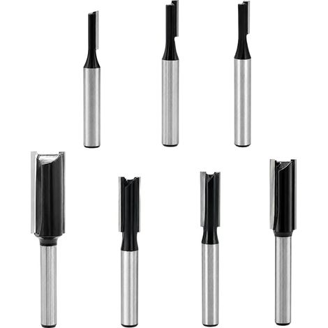 Fraises Droites pour Défonceuse, Lot de 7, 6 mm, pour Bois MDF Contreplaqué, Diamètres 3/4/5/6/8/10/12 mm (1/5)