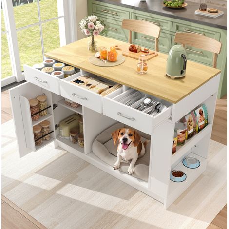 Kücheninsel mit 3 Schubladen und Gewürzregal MDF OKMYHOME (1/5)
