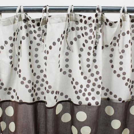 DOTS - Voilage en coton à motifs pois chocolat et blanc 110x250 (1/2)