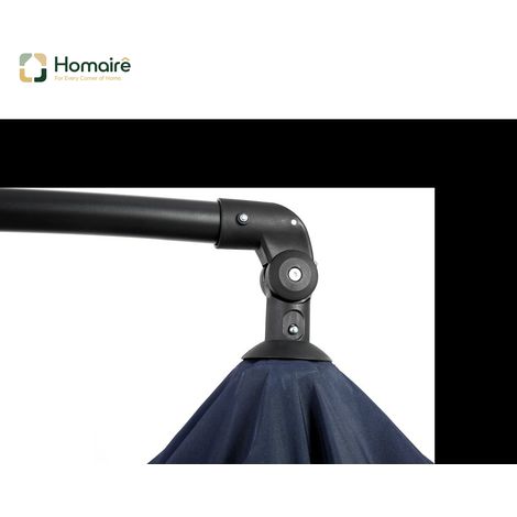HOMAIRE Parasol extérieur rectangulaire double face large 14,8 pieds avec manivelle bleu marine (1/5)