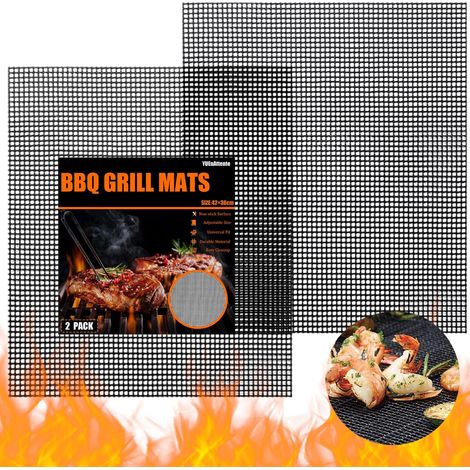 Tappetino per barbecue tagliabile in 2 pezzi, 42x36 cm, riutilizzabile e antiaderente, per griglia elettrica, griglia a gas, griglia a carbone