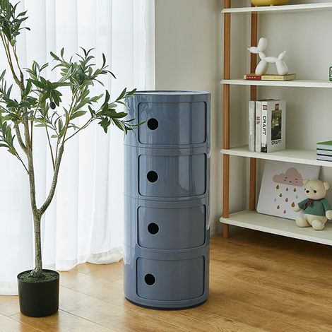 32cm Cylindrical 4 tiered Drawer Storage Drawer Unit,Grey (1/5)