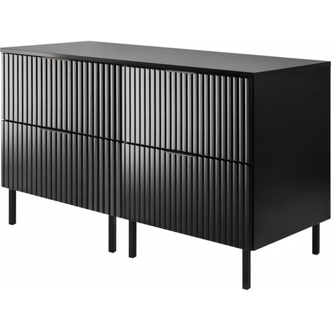 Mobile lavabo, Nero, 120 (2 x 60) x 77 x 46 cm, maniglia nera, gambe nere + Piano (1/5)