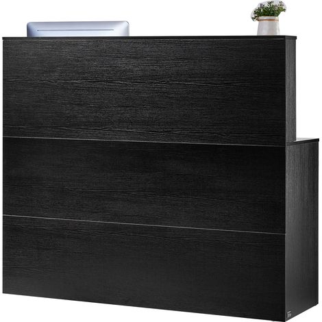 Mophorn – Comptoir d'accueil en L 140x80x120 cm – MDF résistant à l'eau – Tiroir et armoire de rangement – Bureau d'accueil élégant pour hall et bureau
