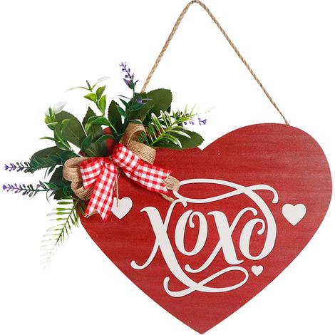 Plaque Murale En Bois - Cœur Décoration Pour Porte Fenêtre Mur - Idéal Jour Des Amoureux - 34 x 22 cm - 1 Pièce (1/5)