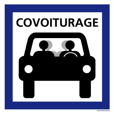 Panneau Parking Covoiturage. Point de Rassemblement Covoiturage. Autocollant Parking Covoiturage, PVC, Alu - Adhésif - 450 x 450 mm (1/5)