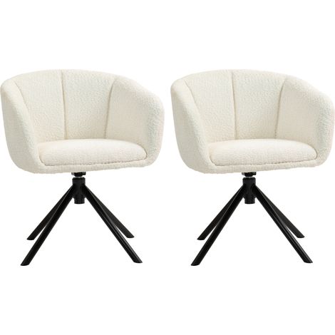 Chaise de salle à manger - HOMCOM - lot de 2, pivotant 360°, assise rembourrée - métal - 58,5 x 59 x 78,5 cm - crème (1/5)