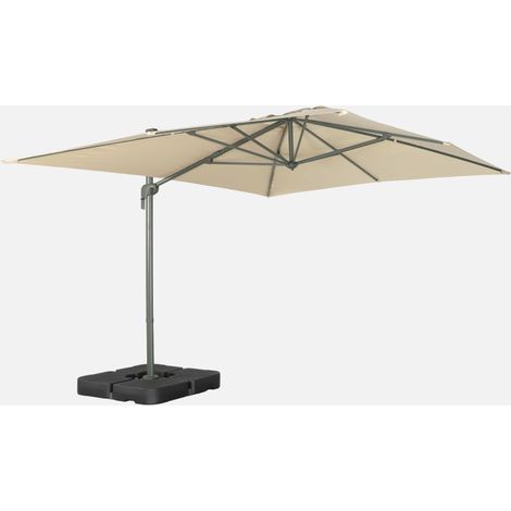Parasol rectangular excéntrico, 3x4m + placas de lastre 50x50cm