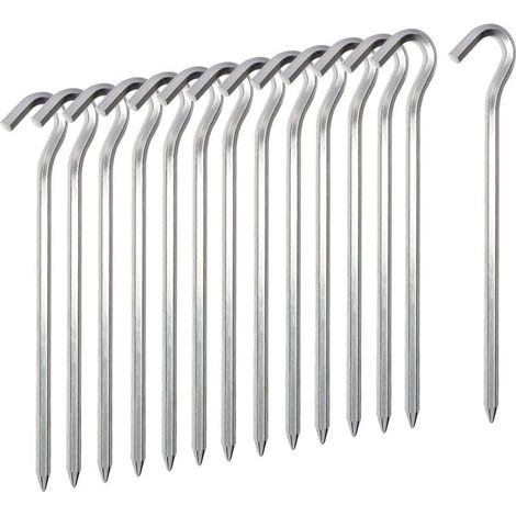 Piquet de tente 14 PCS, crochets de tente en métal de 18 cm, tente légère en alliage d'aluminium Piquets de sol durs piquets de jardin clous pour auvent de camping bâche de filet de voyage (1/5)