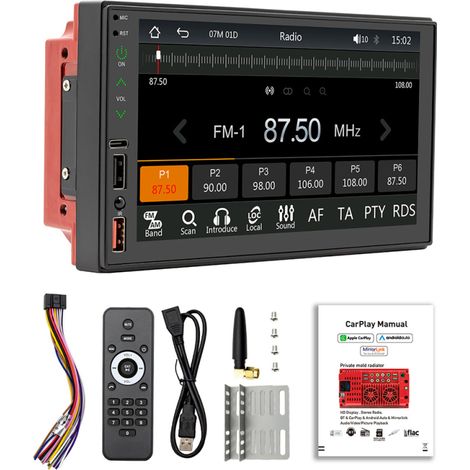Reproductor de audio y vídeo para coche, MP5, Bluetooth, multilingüe, de 7 pulgadas, con pantalla táctil y radio multimedia. (1/5)
