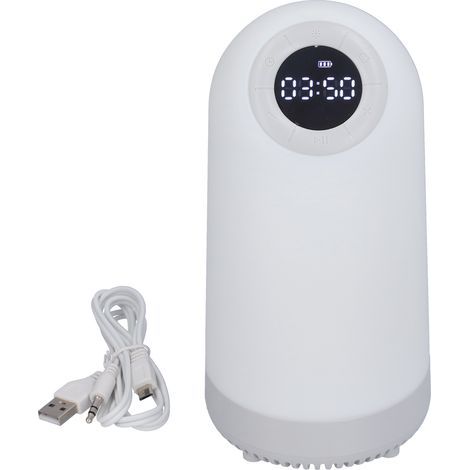 Réveil Lumineur Bluetooth Blanc - Enceinte Multifonction avec Veilleuse pour Table de Chevet (1/5)