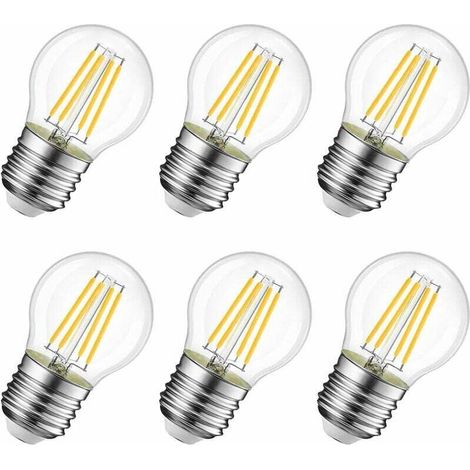 4W Ampoule LED Filament E27 G45, Equivalent à Ampoule Incandescence , 2700K Blanc Chaud, Ampoule Edison Vintage, Non Dimmable, Lot de 6,
