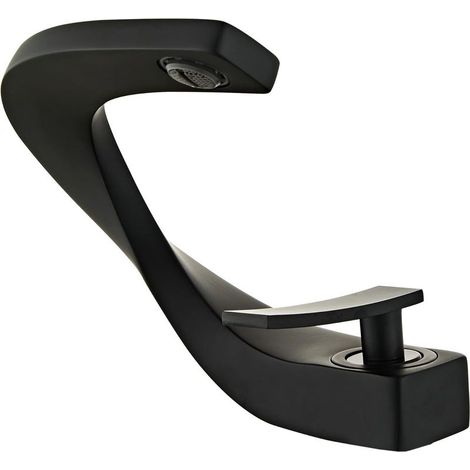 Laiton,Robinet Salle de Bain Noir, Mitigeur de Lavabo au Design Elégant, Robinetterie Monotrou (1/5)