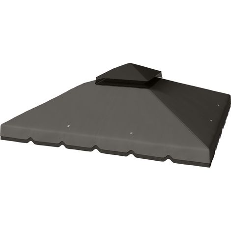 Store banne de remplacement 3x3 m avec double toit, trous de drainage et protection UPF 30+. Store banne seul, armature non incluse, gris clair.