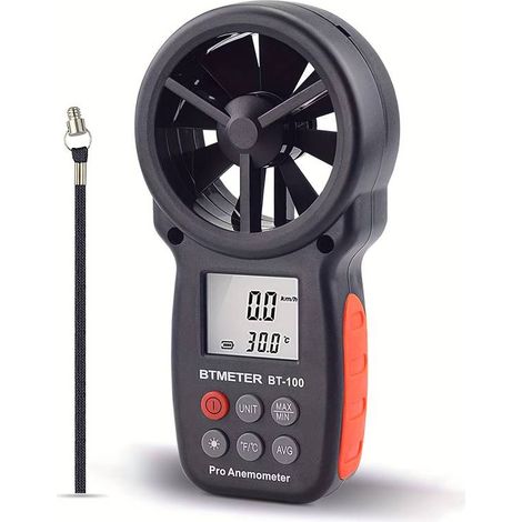 Handanemometer, digitales CFM-Messgerät, Luftstromgeschwindigkeitsmesser für HVAC-Drohnen, Windchill-Index, Windtemperatur.