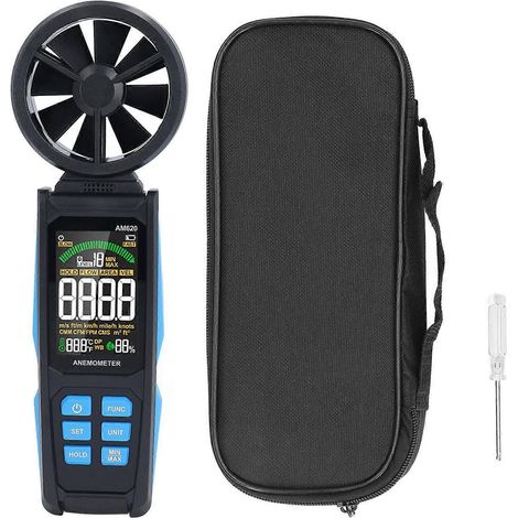 Digitales Handanemometer zur Messung von Windgeschwindigkeit, Luftgeschwindigkeit, Temperatur und Luftfeuchtigkeit mit hintergrundbeleuchtetem LCD-Display
