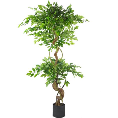 150cm Twisted Trunk Artificial Japanese Fruticosa Ficus Tree Black Planter (1/5)