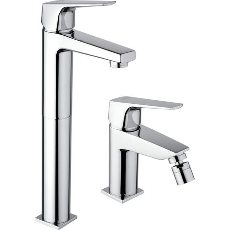 Kit miscelatori lavabo alto e bidet in colore cromo Piralla Iceberg KITICE3CR