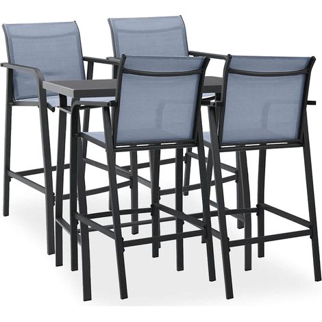 vidaXL Mesa alta y taburetes de bar de jardín 5 piezas negro y gris (1/5)