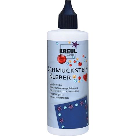 Colle pour pierres précieuses, flacon de 125 ml, à base d'eau, sèche en transparence, avec buse fine pour un collage précis des pierres précieuses (1/5)