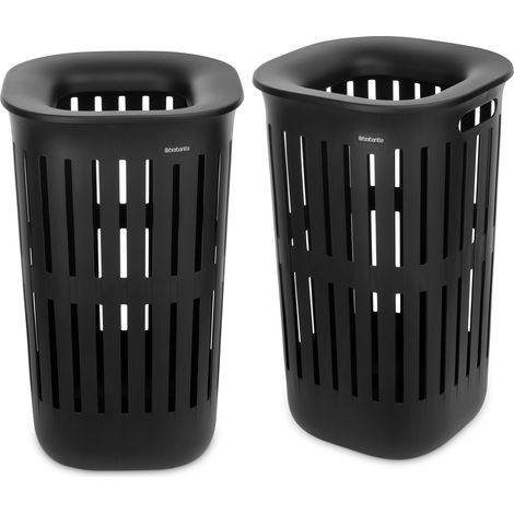 Panier à linge Collect-It 55 L Noir, Lot de 2, Corbeille a linge pliable pour la cuisine et la buanderie, Boite de rangement vêtement, serviettes et draps (1/5)