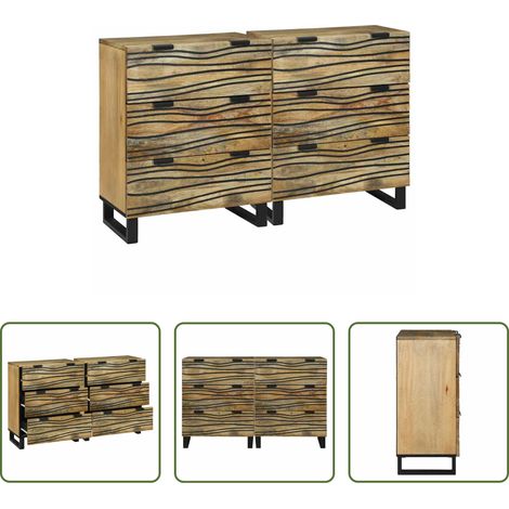 Rangement - Ensemble de buffet avec tiroir 2 pcs Naturel 60 x 33,5 x 75 cm (1/5)