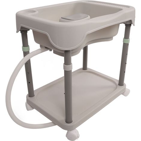 Bassin de lavage de cheveux réglable en hauteur, portable, pour le chevet des femmes enceintes, alitées et âgées, gris fumé (1/5)