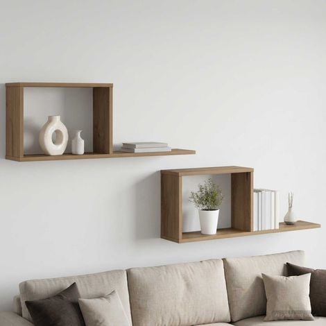 vidaXL Floating Shelves 2 pcs Artisan Oak 80 x 15 x 30 cm (1/5)