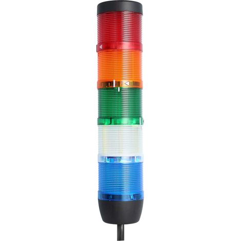 STEX24 Signalsäule blau-weiß-grün-gelb-rot, 70mm, 24V AC/DC, LED-Dauerlicht Kabel 0,6 Meter, SS70-OB5/24 103 Anschlusstechnik: Anschlusskabel - 1 Stück (1/2)