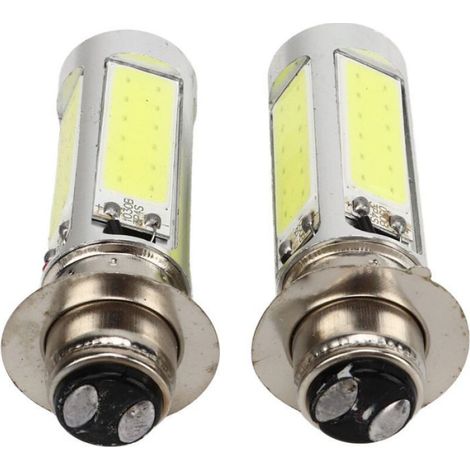 Ampoule LED H6M - 5 LED COB SMD - 12 V - 20 W - Blanc 6000 K - Pour Moto VTT - Lot de 2