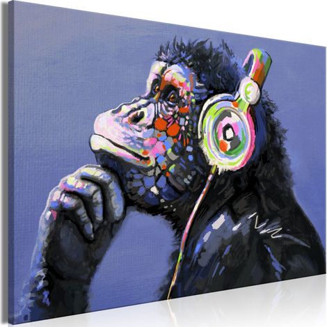 Tableau Imprimé "Musical Monkey Wide" 60 x 90 cm (1/2)