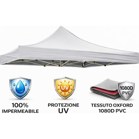 Tetto di Ricambio Impermeabile per Gazebo 2x2 m Market in Tessuto Oxford Bianco (1/5)