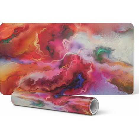 Alfombrilla protectora de escritorio con gr谩fico abstracto de tormenta de colores, 120x60 cm.