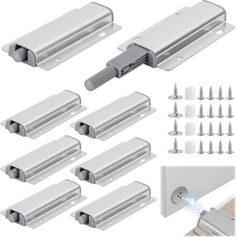 (8 PCS)Push to Open, Poussoir Porte Placard, Ouvre et Ferme avec Pression pour La Porte de L'armoire, Tiroir, Meuble et Placard (1/5)