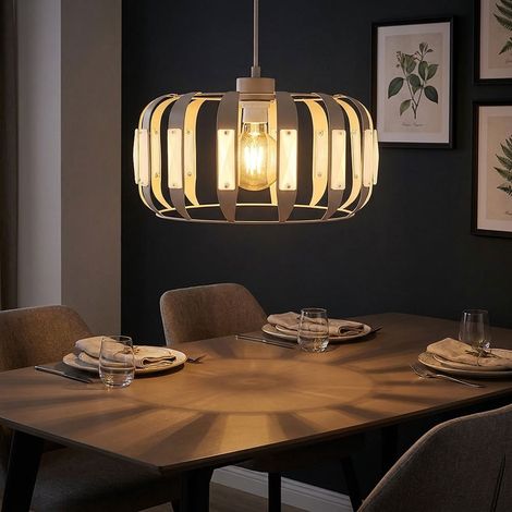 Hängeleuchte Pendelleuchte Esszimmerlampe Kristalloptik Weiß Metall Ø 35 cm (1/5)