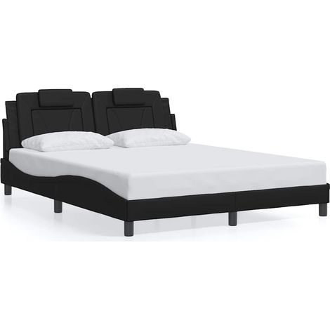 Lit double Lit adulte Cadre de lit Viana sans matelas noir 160x200 cm similicuir (1/5)