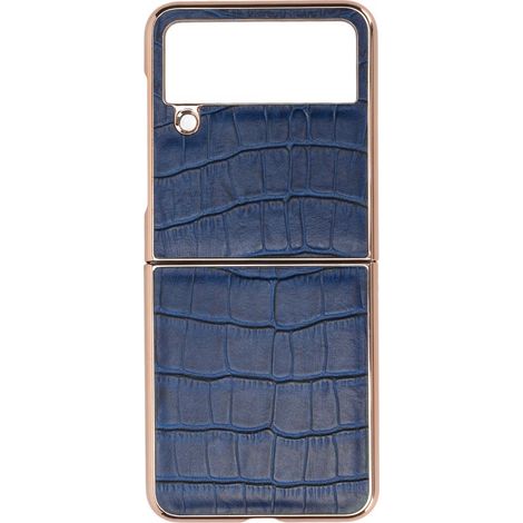 Kratzfeste Leder-Handyhülle mit Nano-Beschichtung, faltbarer Displayschutzfolie, Galaxy Z Flip4 Blau (1/5)